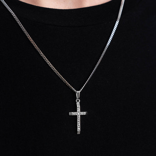 KREUZ HALSKETTE 925 SILBER RHODINIERT - IDENTIM®