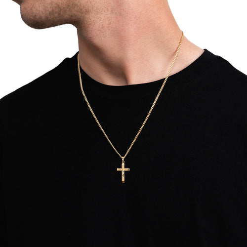 KREUZ KORPUS HALSKETTE 925 SILBER 18 KARAT VERGOLDET - IDENTIM®