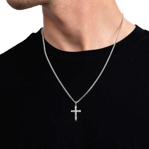 KREUZ KORPUS HALSKETTE 925 SILBER RHODINIERT - IDENTIM®
