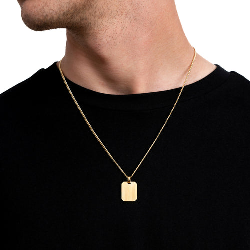 GRAVURPLATTE OKTAGON HALSKETTE 925 SILBER 18 KARAT VERGOLDET - IDENTIM®