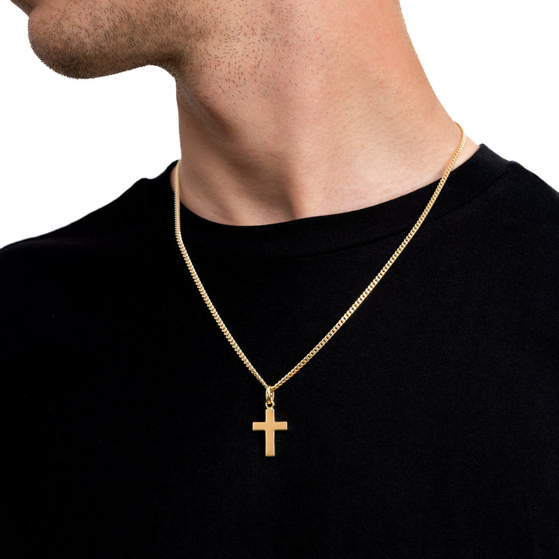 KREUZ HALSKETTE 925 SILBER 18 KARAT VERGOLDET