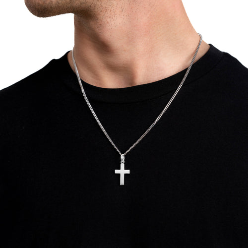 KREUZ HALSKETTE 925 SILBER RHODINIERT - IDENTIM®