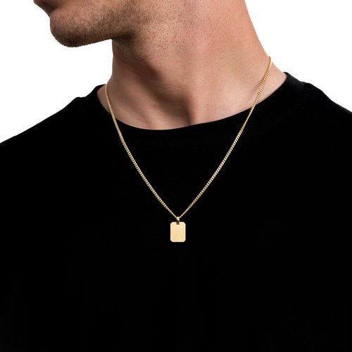 GRAVURPLATTE OKTAGON HALSKETTE 925 SILBER 18 KARAT VERGOLDET - IDENTIM®