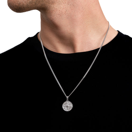 KOMPASS HALSKETTE 925 SILBER RHODINIERT - IDENTIM®
