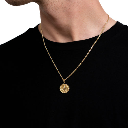 KOMPASS HALSKETTE 925 SILBER 18 KARAT VERGOLDET - IDENTIM®