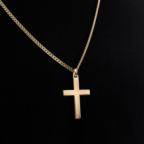 KREUZ HALSKETTE POLIERT 925 SILBER 18 KARAT VERGOLDET - IDENTIM®