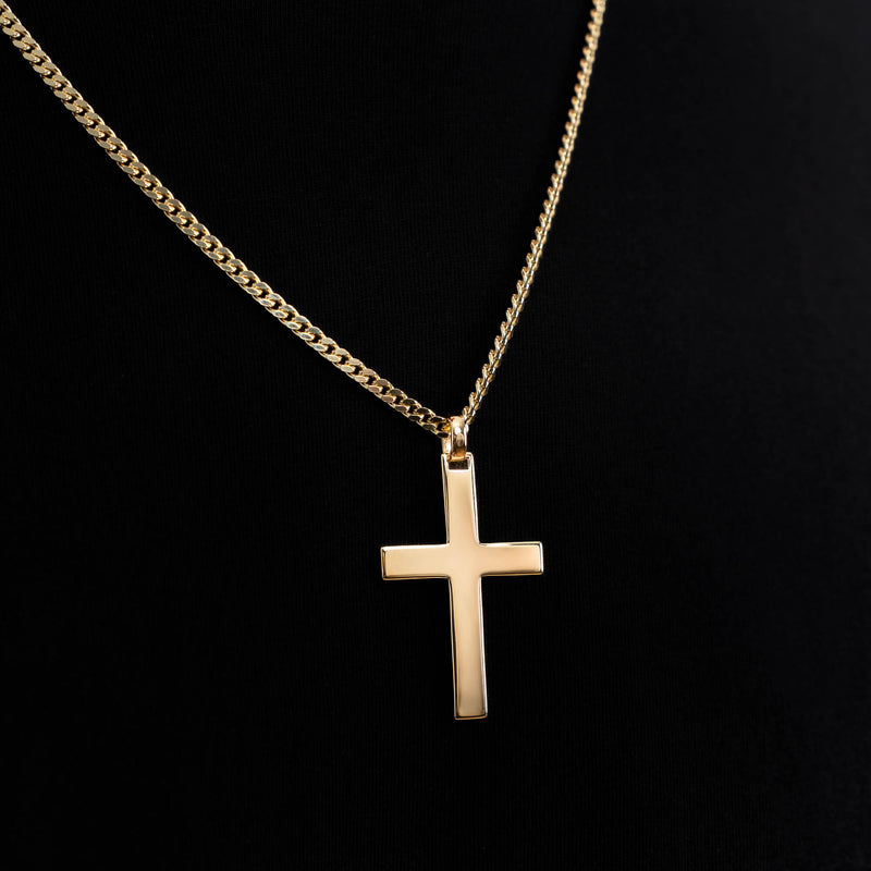KREUZ HALSKETTE POLIERT 925 SILBER 18 KARAT VERGOLDET
