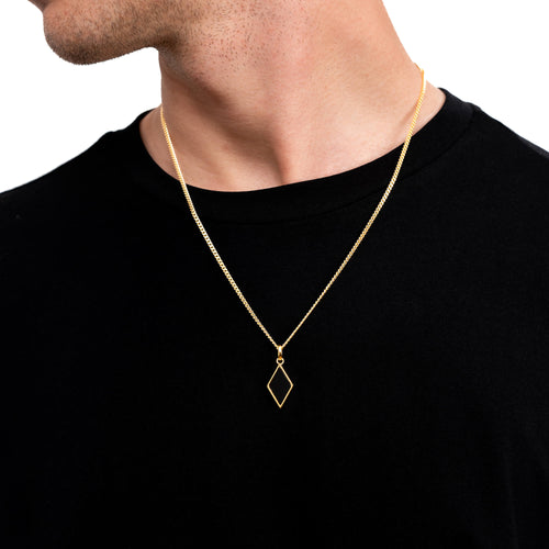 ONYX RAUTE HALSKETTE 925 SILBER 18 KARAT VERGOLDET - IDENTIM®