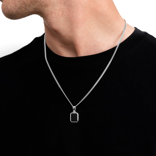 ONYX OKTAGON HALSKETTE 925 SILBER RHODINIERT - IDENTIM®