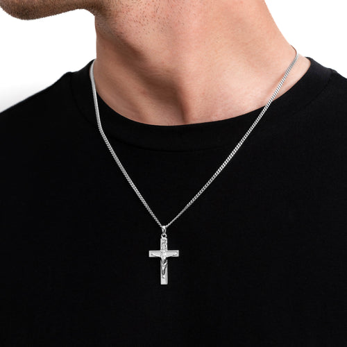 KREUZ KRUZIFIX HALSKETTE 925 SILBER RHODINIERT - IDENTIM®