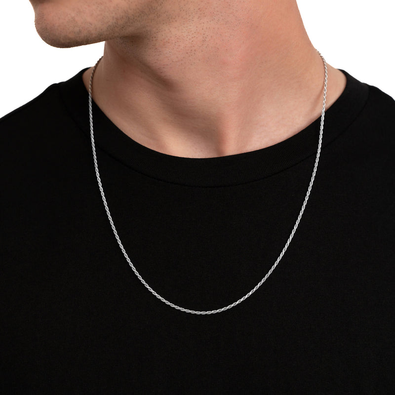 Kordelkette 925 Silber Rhodiniert 2,00mm