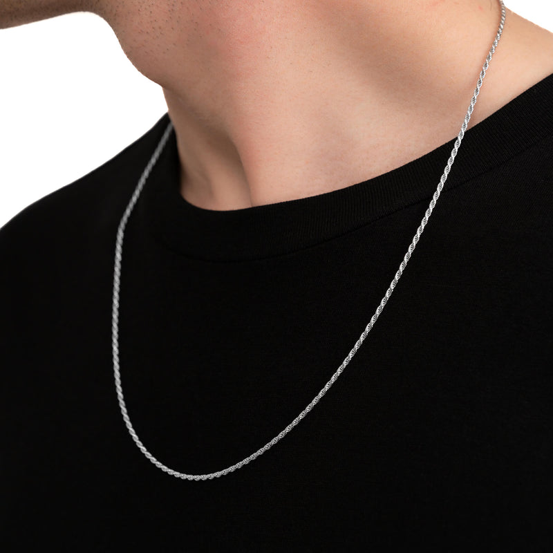 Kordelkette 925 Silber Rhodiniert 2,00mm