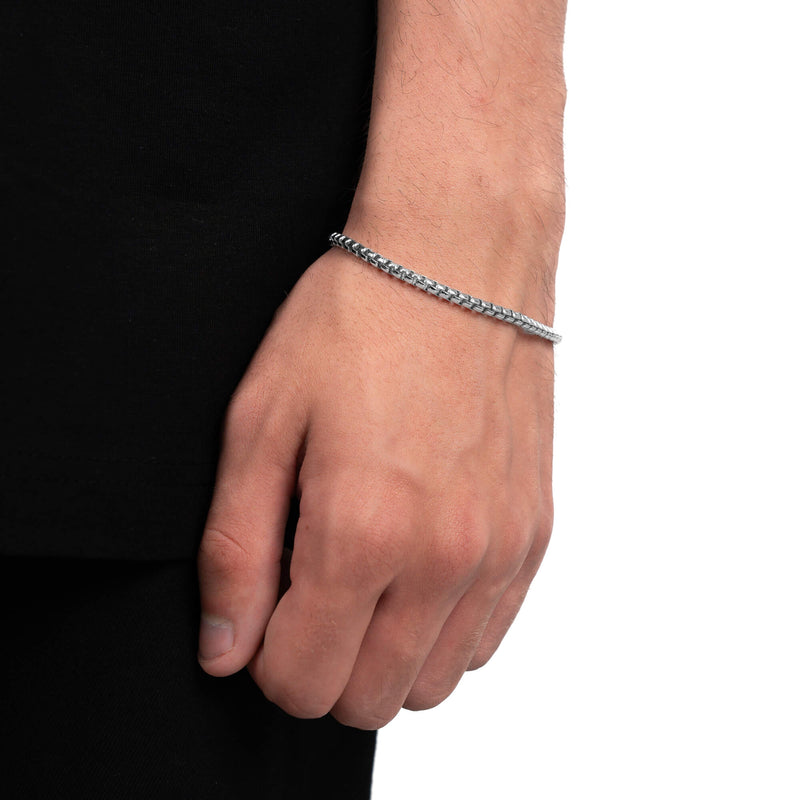 VENEZIANERKETTE ARMBAND BOX 925 SILBER RHODINIERT 3,30MM