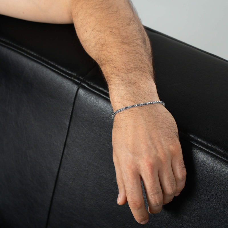 VENEZIANERKETTE ARMBAND BOX 925 SILBER RHODINIERT 3,30MM