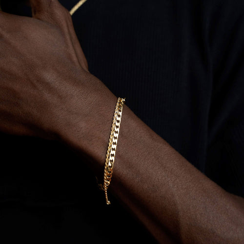 PANZERKETTE ARMBAND 5.00MM 925 SILBER 18 KARAT GOLD VERGOLDET - IDENTIM®