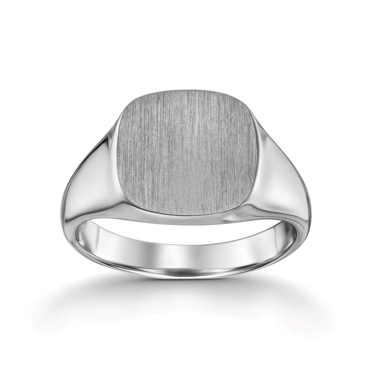 SIEGELRING GEBÜRSTET SQUARE 585, 750 WEIßGOLD, 950 PLATIN - IDENTIM®