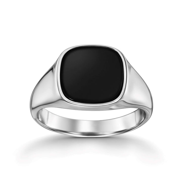 SIEGELRING ONYX SQUARE 585, 750 WEIßGOLD, 950 PLATIN - IDENTIM®