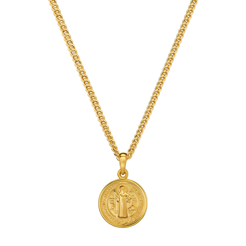 BENEDICTUS HALSKETTE 925 SILBER 18 KARAT VERGOLDET