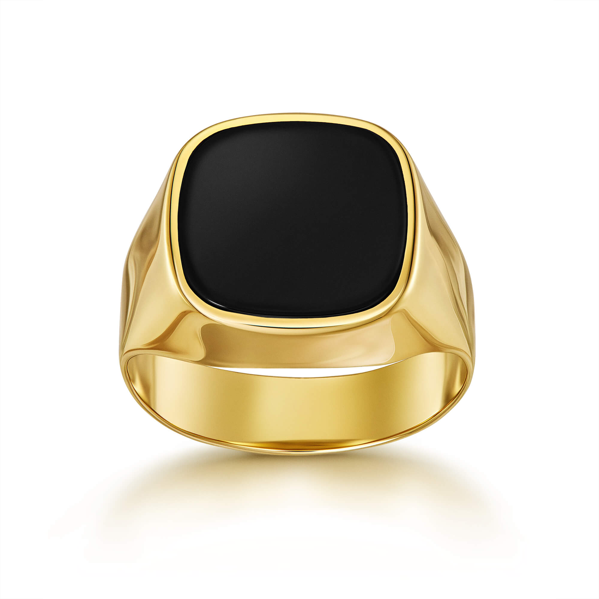 IDENTIM® Men's signet ring gold ring onyx square 585 gold with