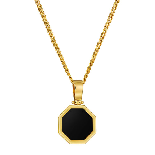 ONYX OKTAGON HALSKETTE 585 GOLD - IDENTIM®