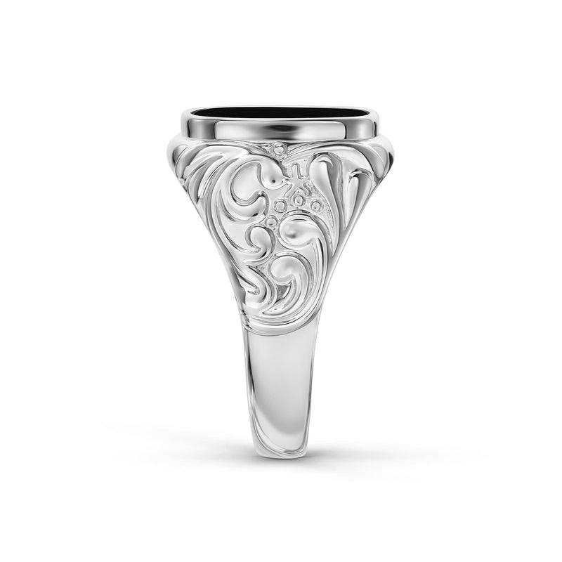 ART NOUVEAU SIEGELRING TIGERAUGE 585, 750 WEIßGOLD, 950 PLATIN