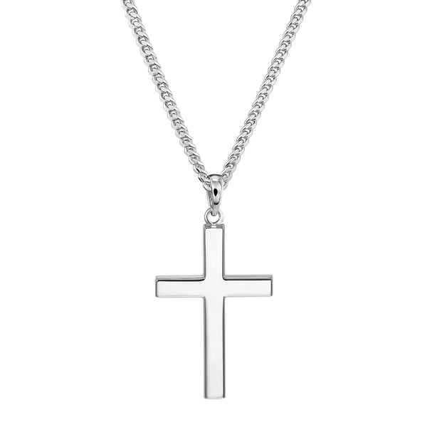 Cross Necklace with Engraved Pendant, Polished