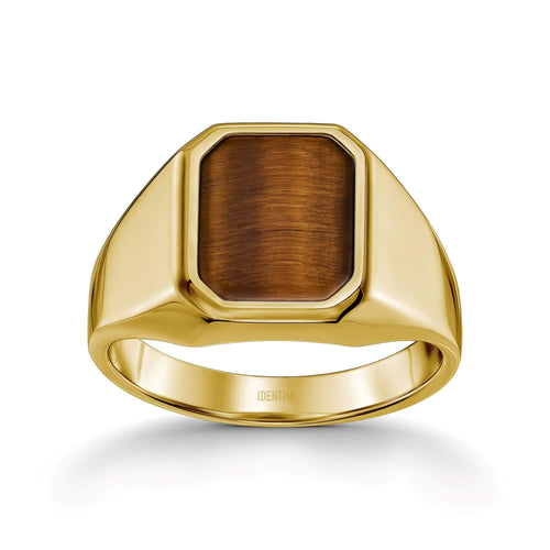 SIEGELRING TIGERAUGE OKTAGON 585, 750 GOLD - IDENTIM®