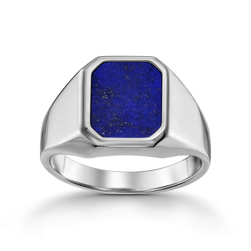 SIEGELRING LAPIS OKTAGON 585, 750 WEIßGOLD, 950 PLATIN - IDENTIM®