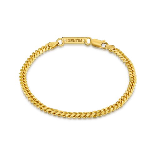 PANZERKETTE KUBANISCH ARMBAND 4.00MM 925 SILBER 18 KARAT GOLD VERGOLDET - IDENTIM®