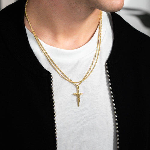 KREUZ HALSKETTE KORDELKETTE SET 925 SILBER 18 KARAT VERGOLDET - IDENTIM®
