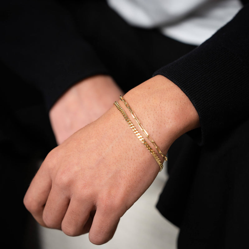ARMBAND SET PANZER PAPERCLIP 925 SILBER 18 KARAT VERGOLDET
