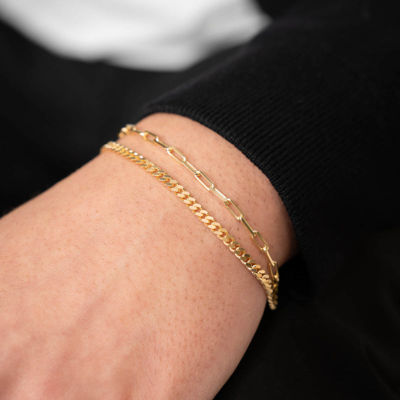 ARMBAND SET PANZER PAPERCLIP 925 SILBER 18 KARAT VERGOLDET