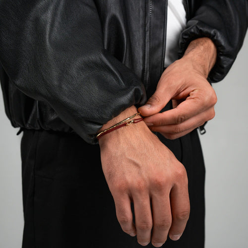 GLORY BRACELET BORDEAUX STOFFARMBAND 585 GOLD