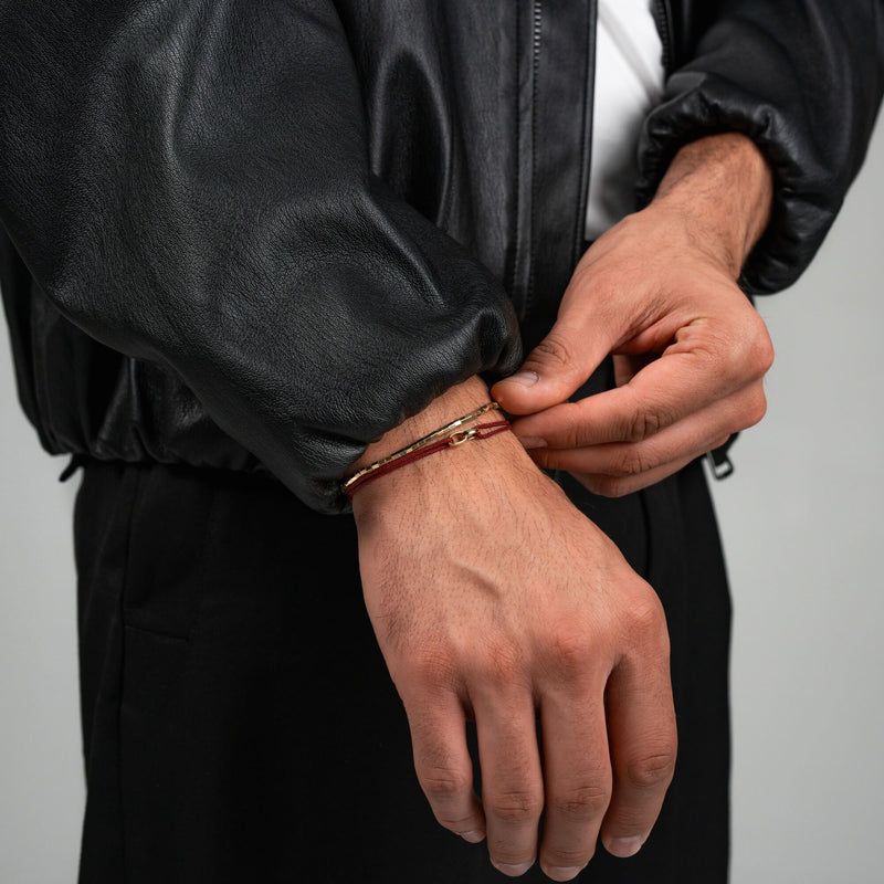 GLORY BRACELET BORDEAUX STOFFARMBAND 585 GOLD