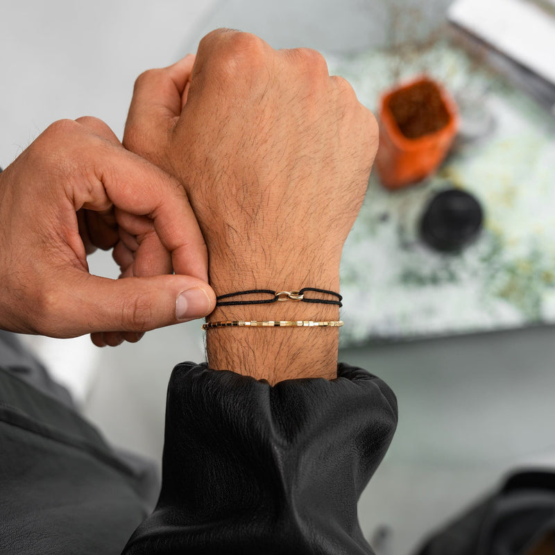 GLORY BRACELET SCHWARZ STOFFARMBAND 585 GOLD