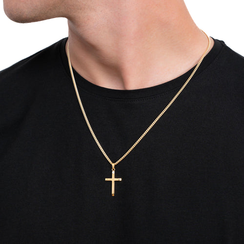 KREUZ HALSKETTE 925 SILBER 18 KARAT VERGOLDET - IDENTIM®