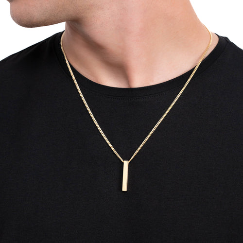 STAB BAR HALSKETTE POLIERT 925 SILBER 18 KARAT VERGOLDET - IDENTIM®