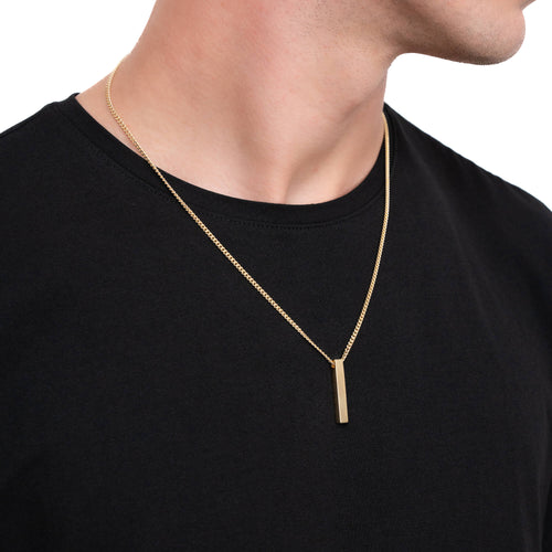 STAB BAR HALSKETTE POLIERT 925 SILBER 18 KARAT VERGOLDET - IDENTIM®