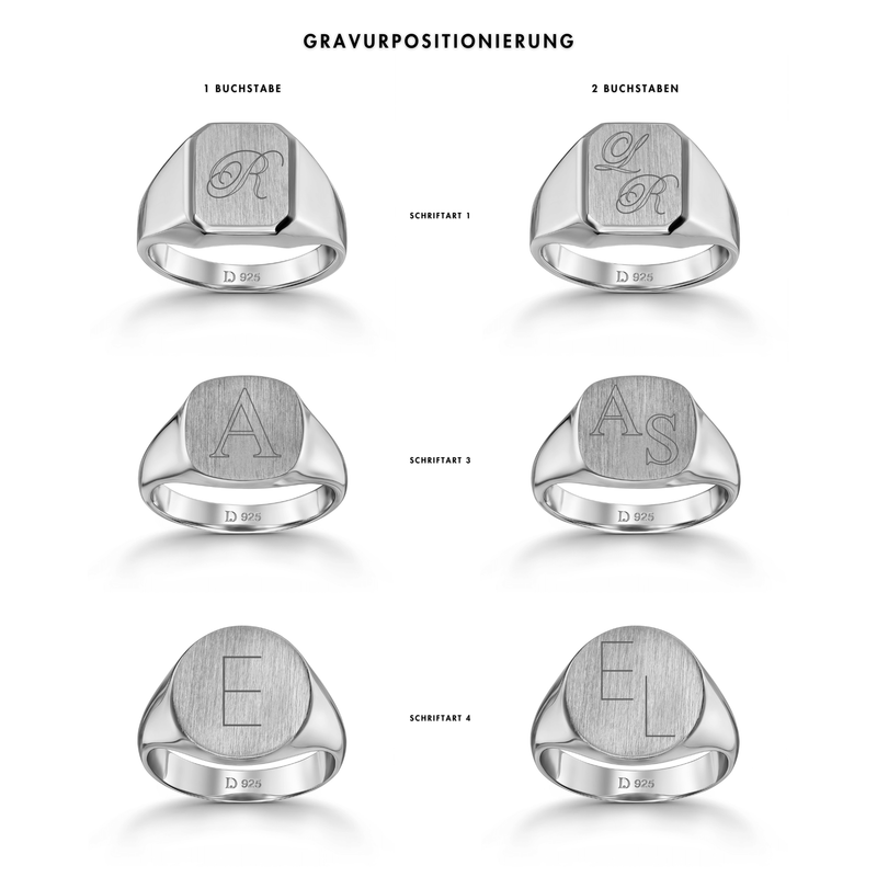 Siegelring Gebürstet Oval 925 Silber Rhodiniert