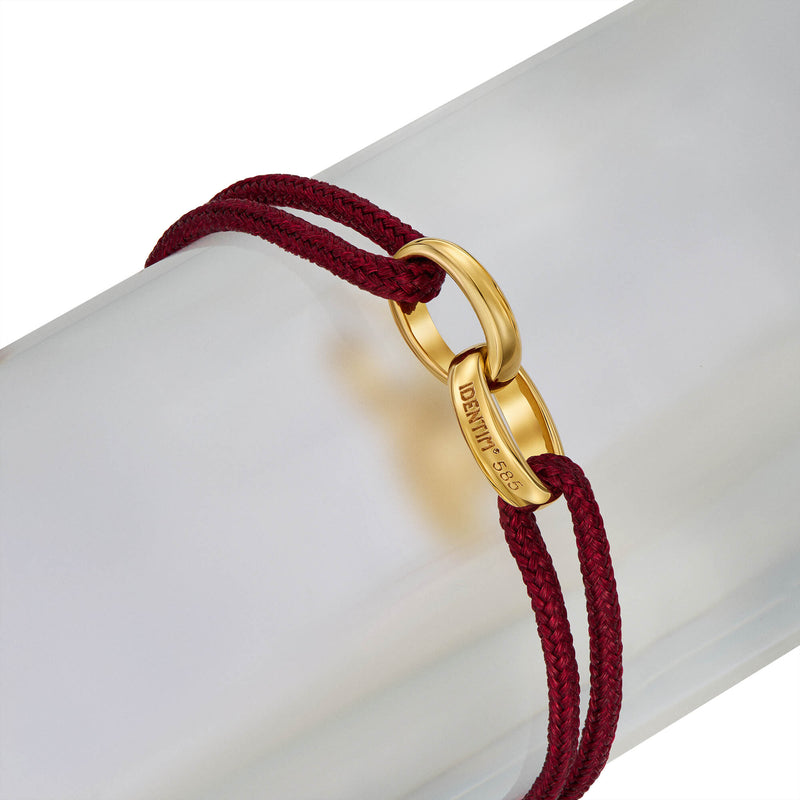 GLORY BRACELET BORDEAUX STOFFARMBAND 585 GOLD