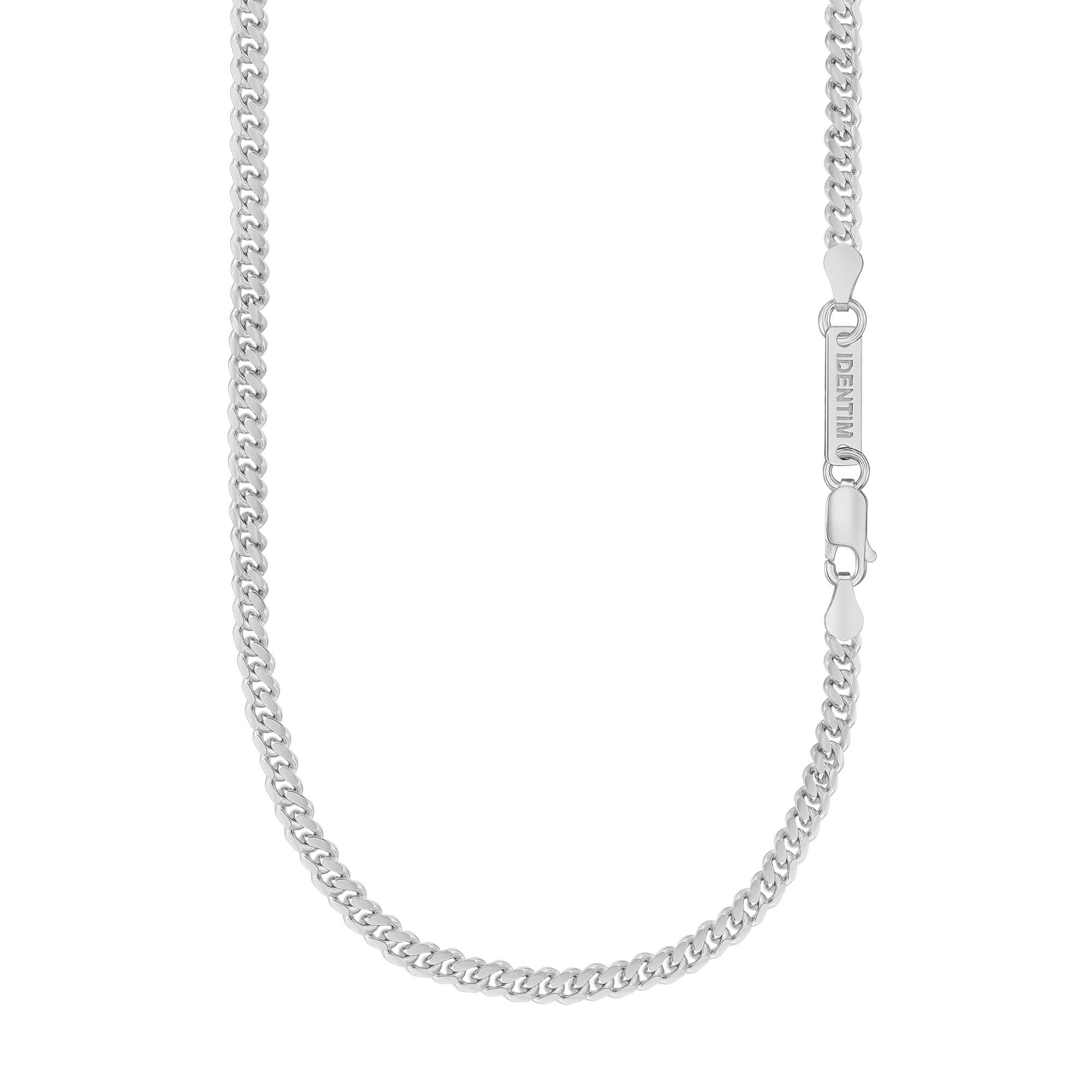 IDENTIM® Herren Halskette Panzerkette Kubanische Kette Herrenkette  Silberkette 4.00mm 925 Silber Rhodiniert