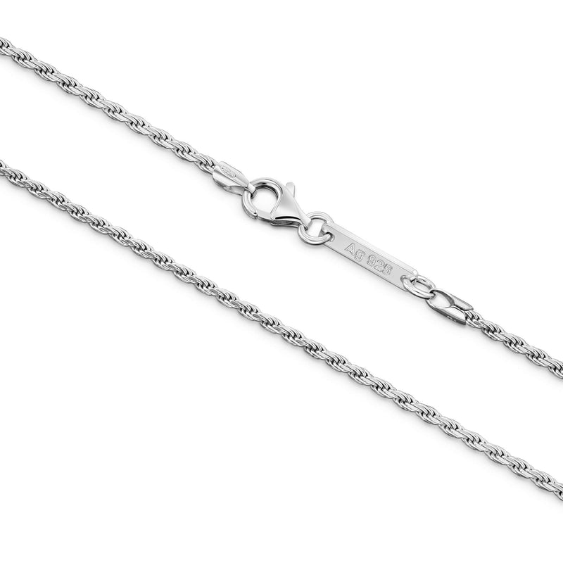 Kordelkette 925 Silber Rhodiniert 2,00mm
