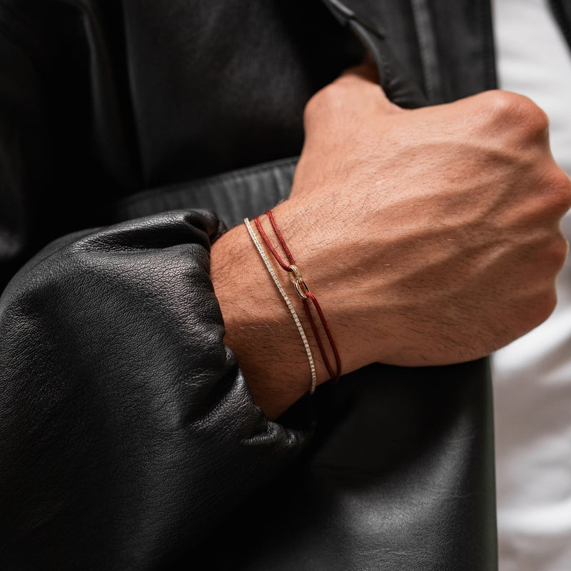 GLORY BRACELET BORDEAUX STOFFARMBAND 585 GOLD