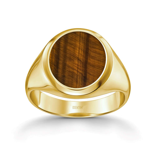 SIEGELRING TIGERAUGE OVAL 585, 750 GOLD - IDENTIM®