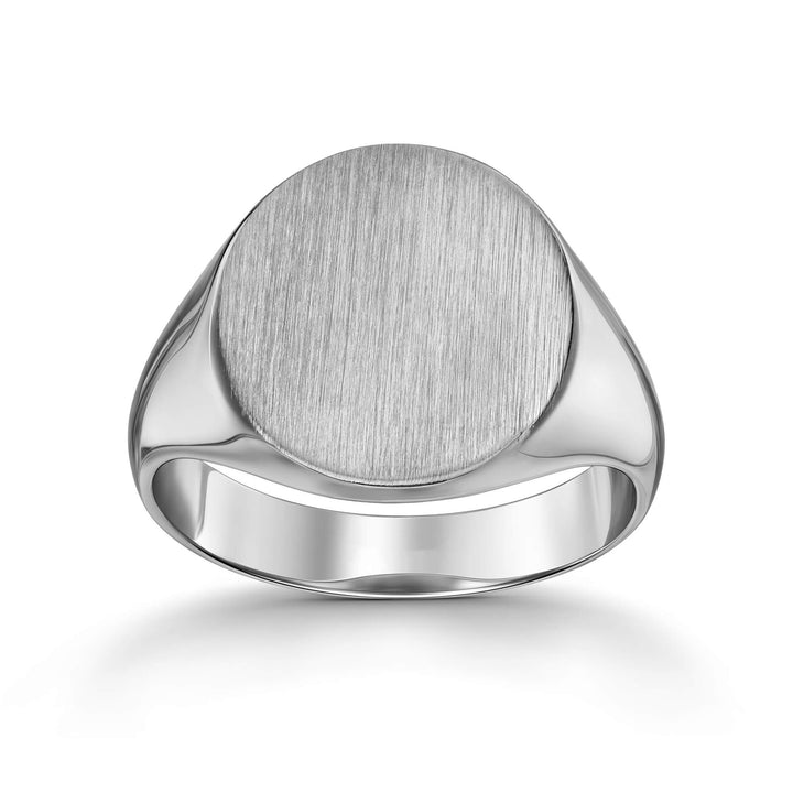 SIEGELRING GEBÜRSTET OVAL 585, 750 WEIßGOLD, 950 PLATIN - IDENTIM®