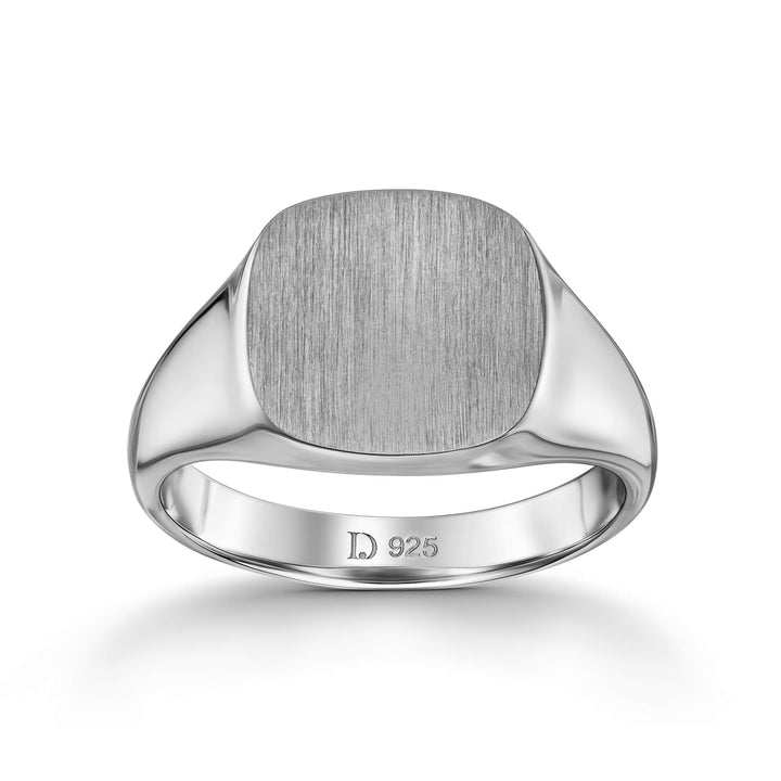 SIGNET RING BRUSHED SQUARE 925 SILVER RHODIUM PLATED - IDENTIM®