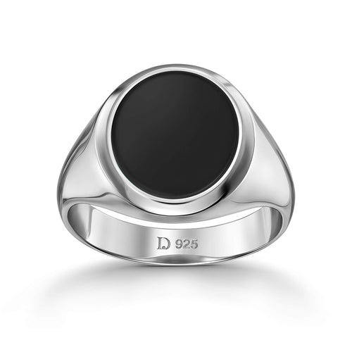 SIEGELRING ONYX OVAL 925 SILBER RHODINIERT - IDENTIM®