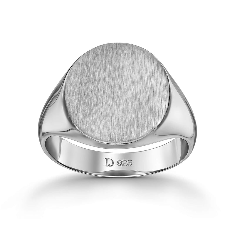 Siegelring Gebürstet Oval 925 Silber Rhodiniert