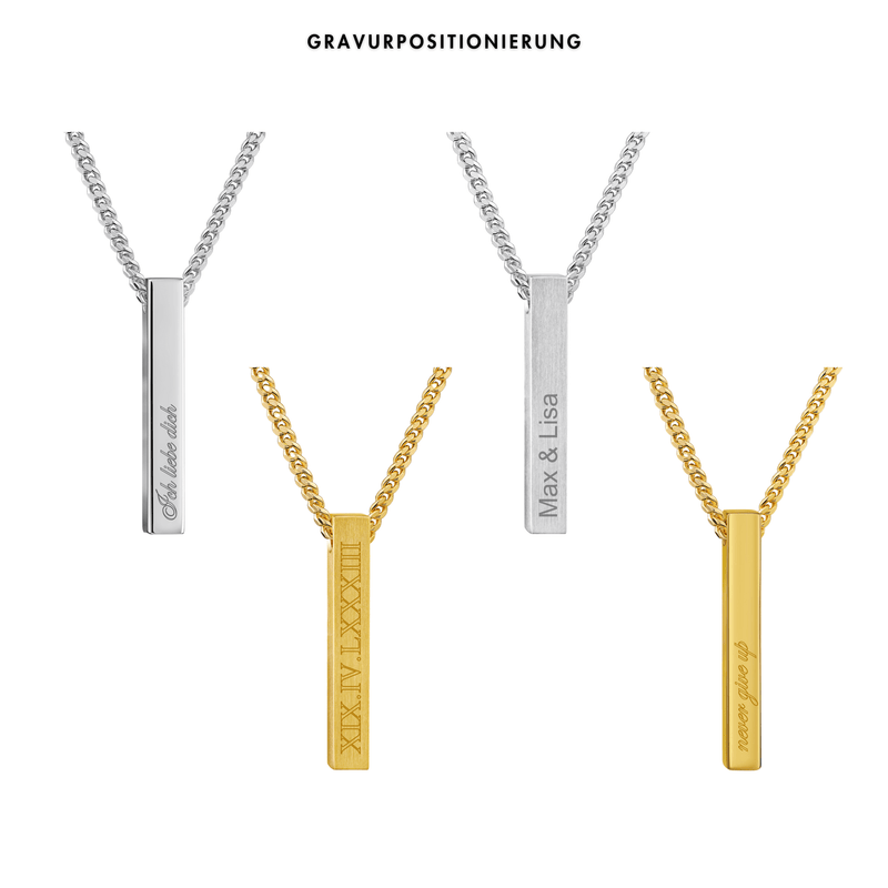 STAB BAR HALSKETTE 925 SILBER 18 KARAT VERGOLDET