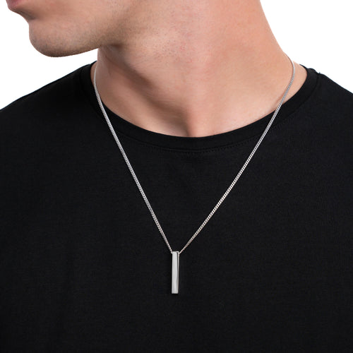 STAB BAR HALSKETTE POLIERT 925 SILBER RHODINIERT - IDENTIM®